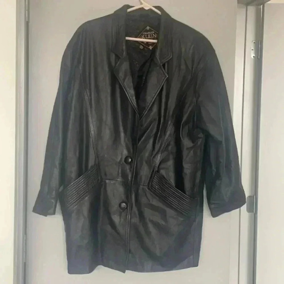 Vintage Charles Klein Black 100% Leather Jacket Medium - Picture 1 of 3